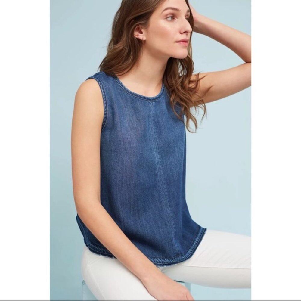 Anthropologie Cloth & Stone Button-Back Chambray Tank